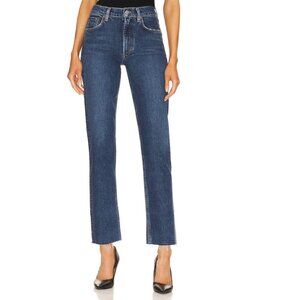AGOLDE Kye Mid Rise Straight Crop Jeans in Mirage Raw Hem Size 25